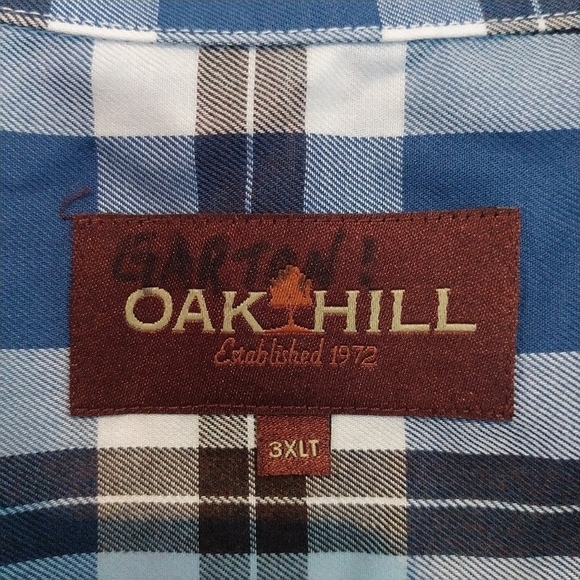 Oak Hill Blue Plaid Classic Button Front Shirt 3XLT Big &Tall - Picture 11 of 11